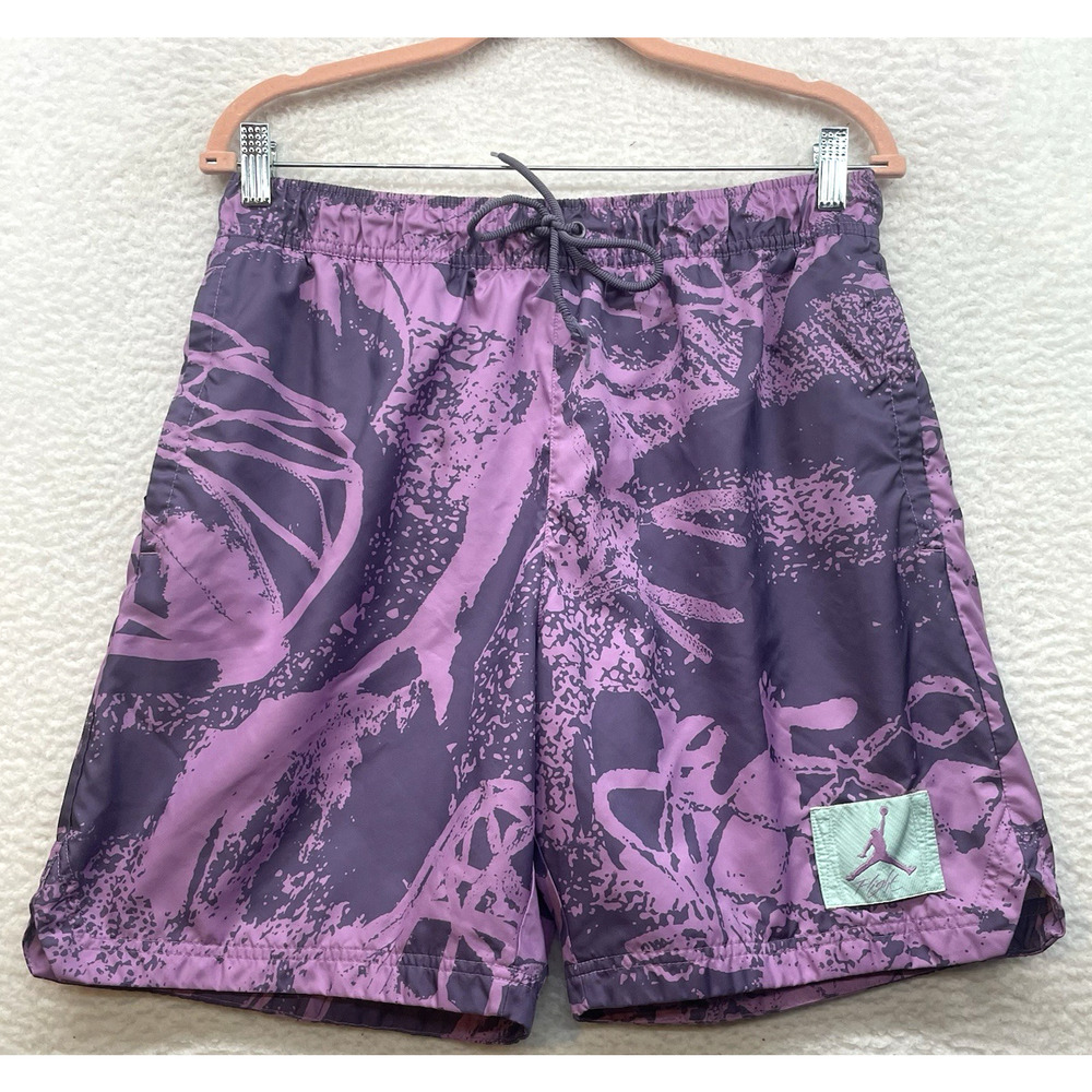 Air Jordan Swim Trunks Mens Medium Purple Flight Drawstring Mesh Lined Jumpman